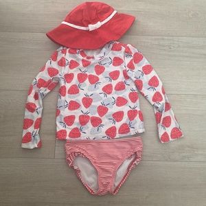🍓Strawberry & stripes rashguard (with free Janie and Jack hat